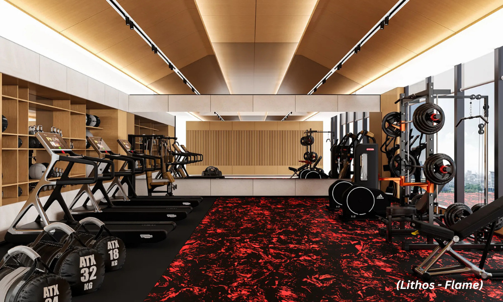 Superstrata Lithos Flame in a commercial cardio and strength training suite