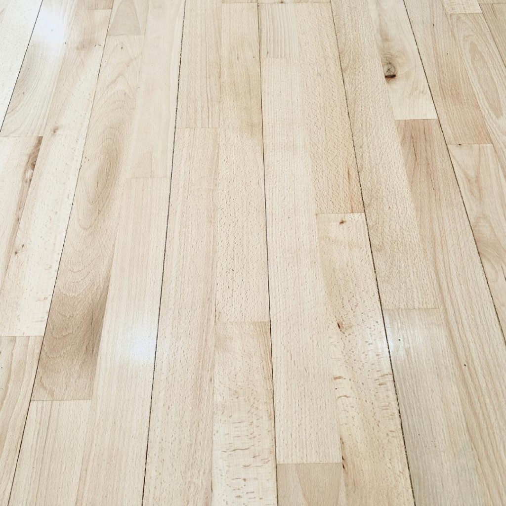 Reclaimed Beech refinished without court markings